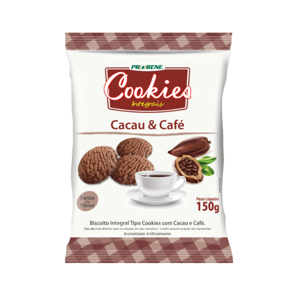 COOKIES INTEGRAIS CACAU E CAFÉ 150g (caixa c/18)